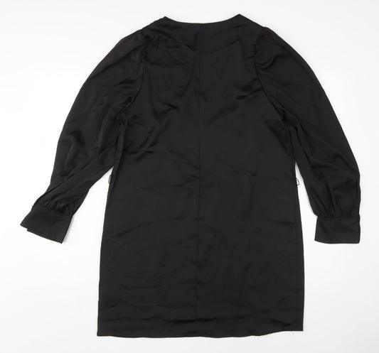 H&M Women's Black V-Neck Shift Dress Size 12
