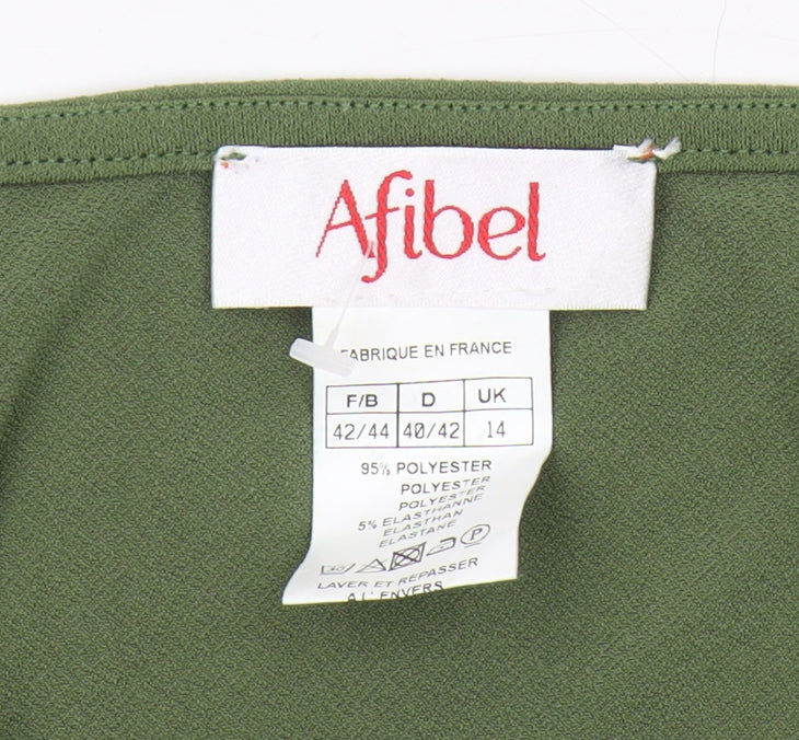 Womens UK Size 14 Afibel Green Basic Blouse