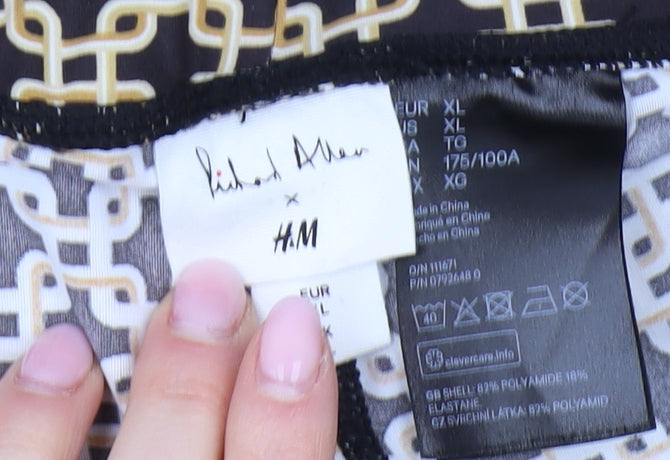 H&M Women's Multicoloured Geometric Trousers - Size 16