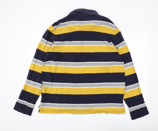 Marks and Spencer Men's Navy Yellow Striped Polo XL