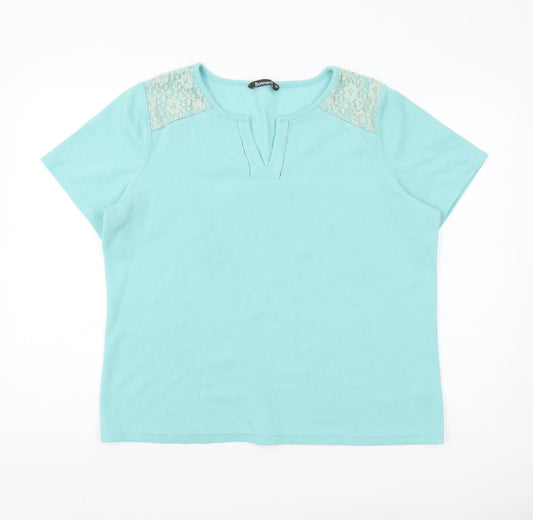 Bonmarché Women's Blue Lace Accented T-Shirt Size 20