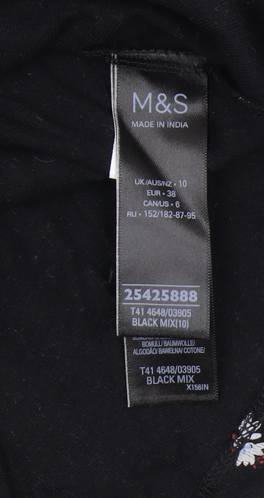 Womens UK Size 10 Marks and Spencer Black Basic T-Shirt