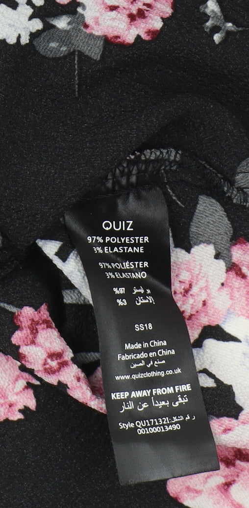 Quiz Women's Black Floral Wrap Blouse Size 6