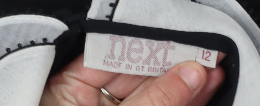 Next Women's Black Midi Shift Dress Size 12 Retro Chic