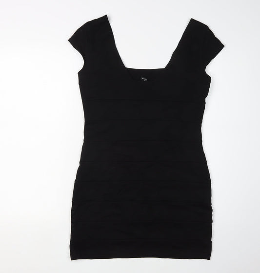H&M Women's Black Bodycon Mini Dress - Size 12