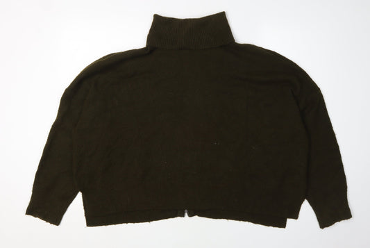 Womens UK Size 16 Topshop Green Roll Neck Jumper
