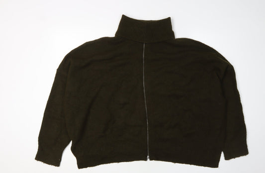 Womens UK Size 16 Topshop Green Roll Neck Jumper