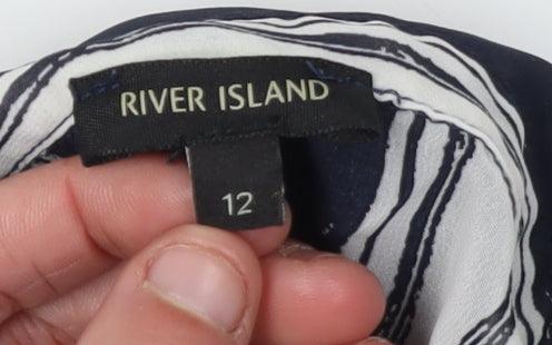 River Island Women's Black Striped Tunic Blouse Size 12