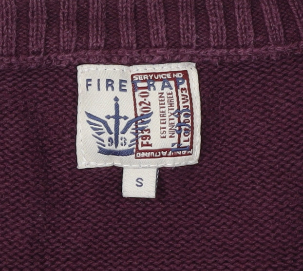 Firetrap Men's Purple Cotton V-Neck Pullover Jumper S