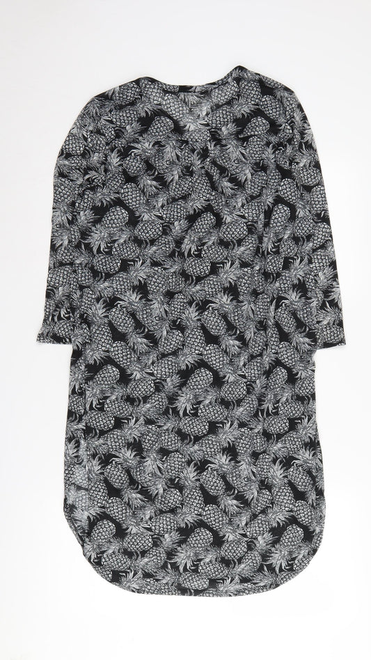 Womens UK Size M H&M Black Tunic Blouse