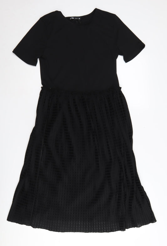 Zara Women's Black A-Line Knee-Length Dress