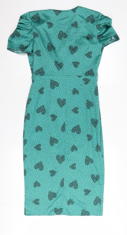 River Island Women's Green Midi Wrap Dress Size 8