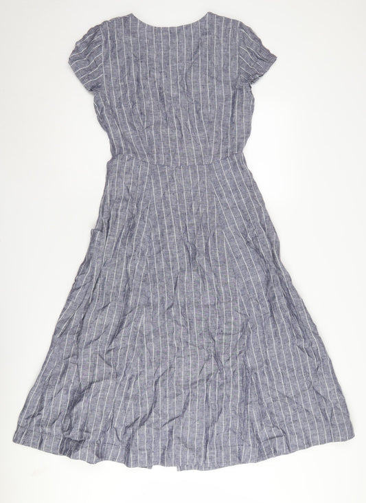 White Company Women's Grey Striped Shirt Dress Size 4