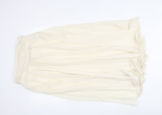 Frank Usher Women's Ivory A-Line Chiffon Midi Skirt Size 10