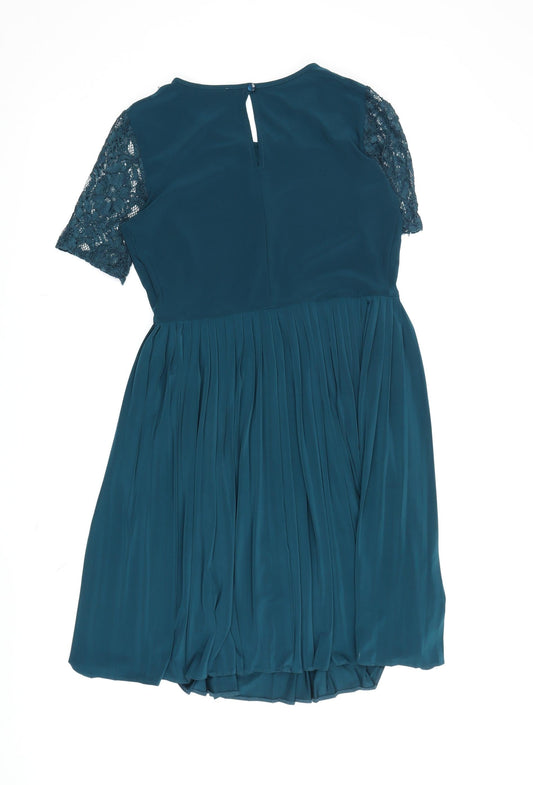 ASOS Women's Blue A-Line Lace Dress Size 8