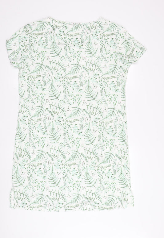 Marks and Spencer Women's Green Floral T-Shirt Dress M