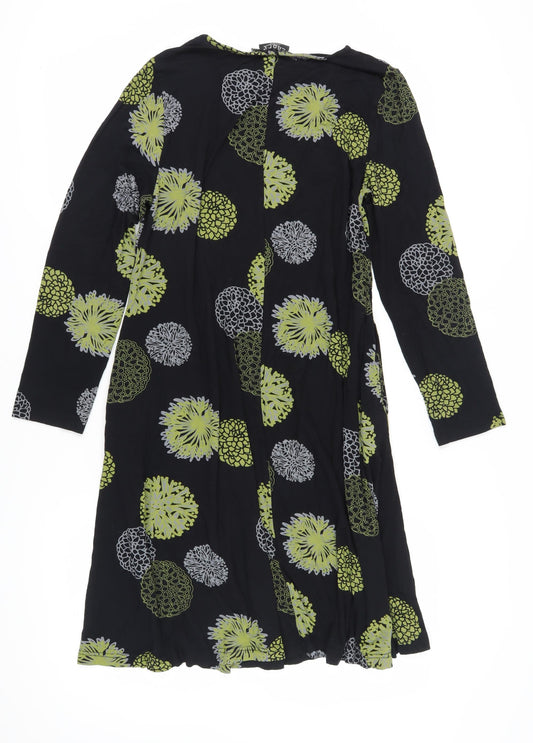 Capri Women’s Black Floral Dress S-M Long Sleeve