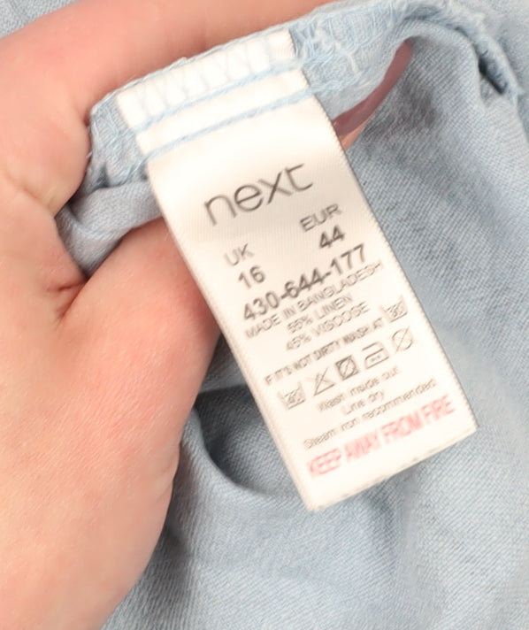 Next Women's Blue Striped Shirt Dress Size 16