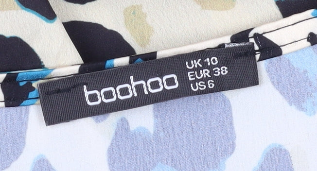 Boohoo Women’s Beige Animal Print Tunic Blouse Size 10