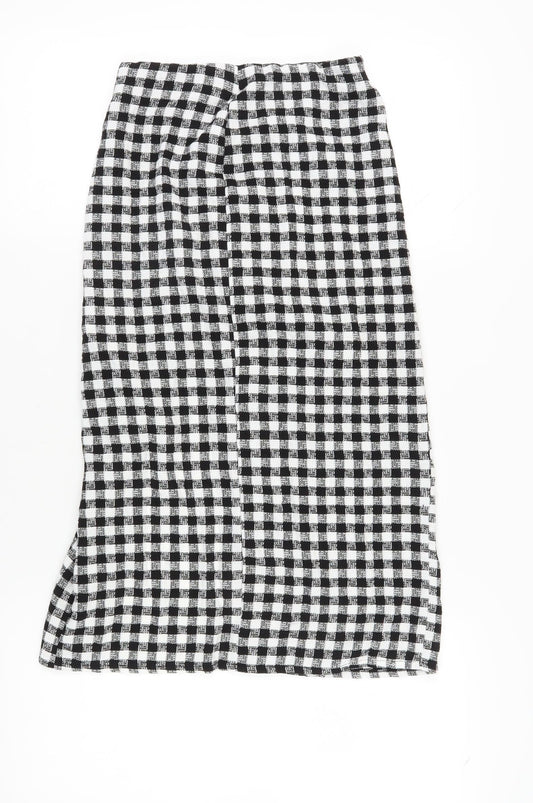Bershka Women's XS Black & White Check Pencil Skirt