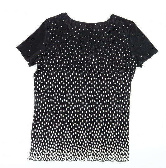 Bonmarché Women's Black Polka Dot T-Shirt Size L