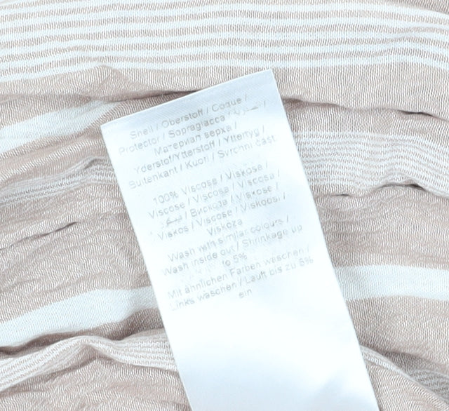 ICHI Women's Beige Striped Off Shoulder Midi Dress L