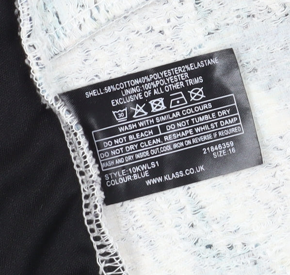 Klass Women's Blue Floral Suit Jacket, Size 16