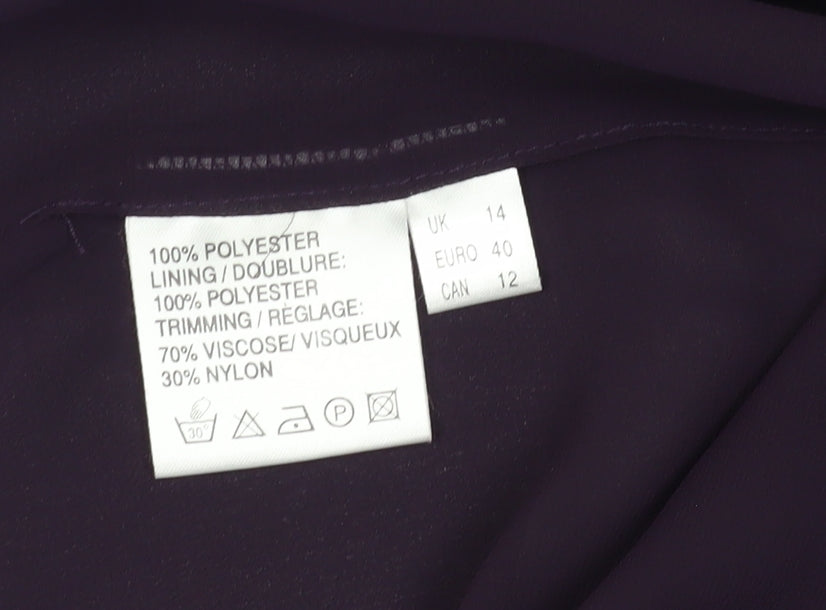 Jacques Vert Women's Purple Long Sleeve Lace Blouse