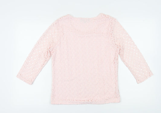 Womens UK Size M Viyella Pink Lace Blouse