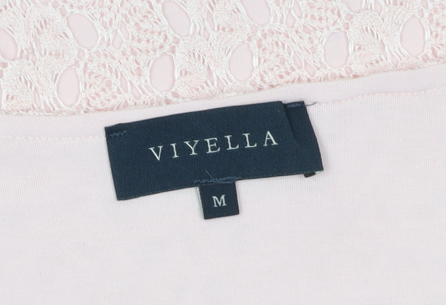 Womens UK Size M Viyella Pink Lace Blouse
