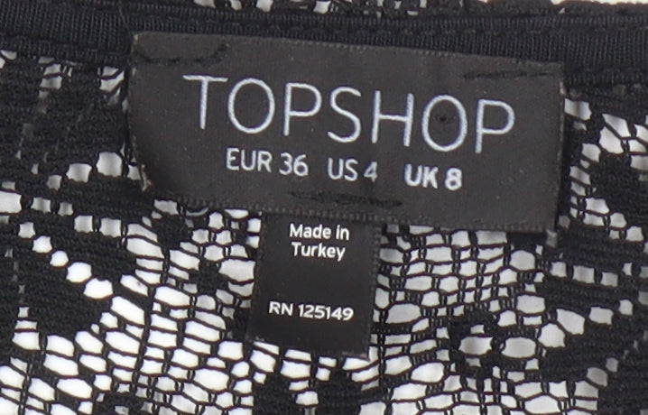 Womens UK Size 8 Topshop Black Basic Tank