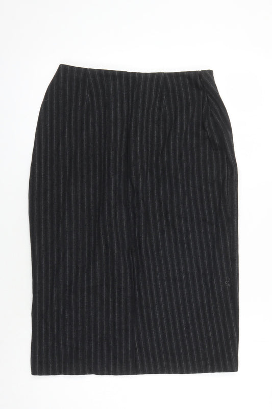 Marks & Spencer Women's Black Striped Pencil Skirt, Size 14