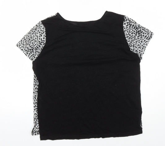 French Connection Women's Black Animal Print T-Shirt M