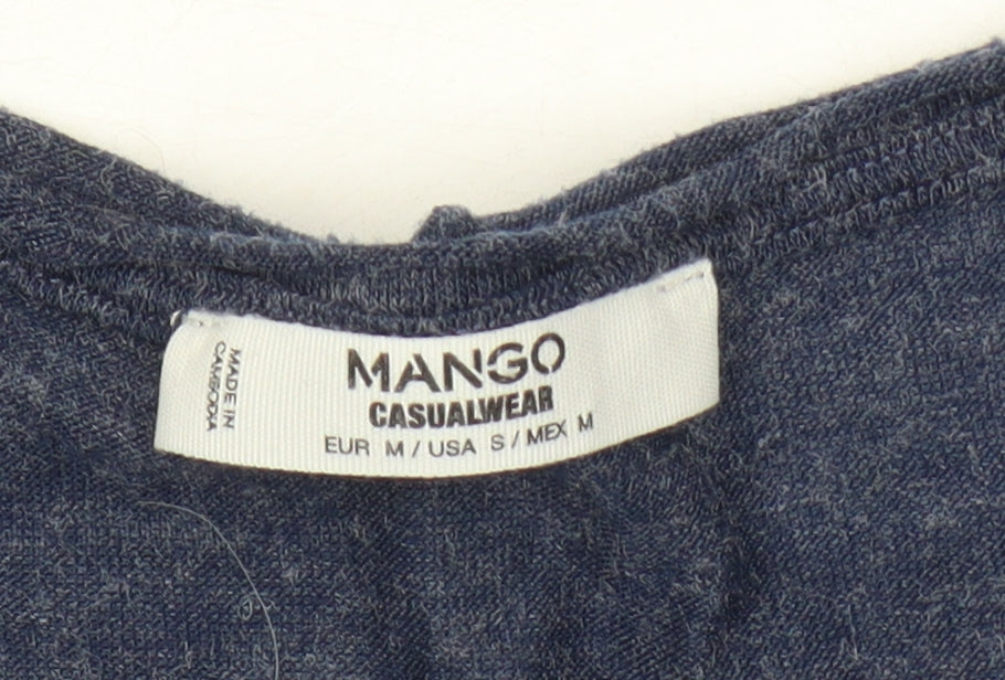 Womens UK Size M Mango Blue Basic T-Shirt