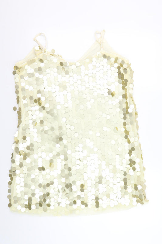 Boohoo Women's Ivory Sequin Slip Dress - UK 14