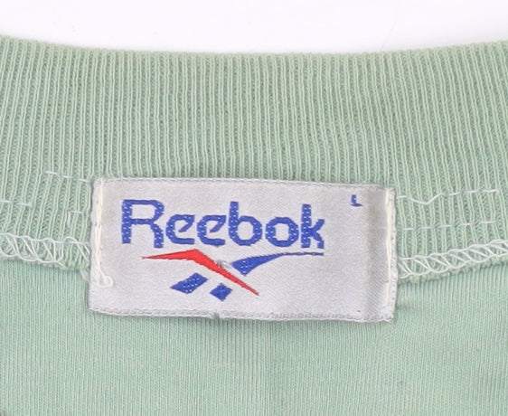 Reebok Men's Green Cotton T-Shirt, Size L, Crew Neck