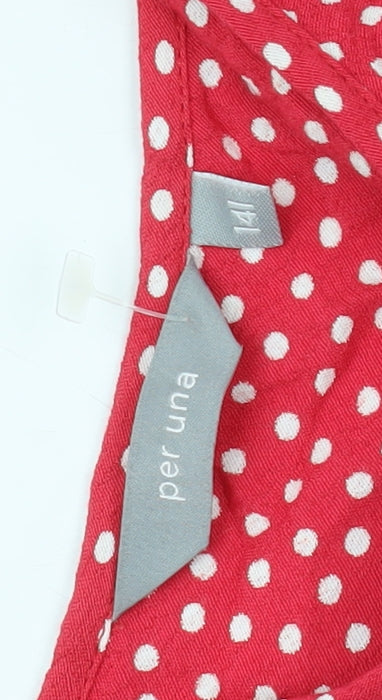Per Una Women's Red Polka Dot Slip Dress Size 14