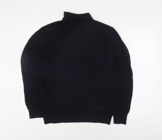 Autograph Men's Black L Collared Wool Pullover Jumper