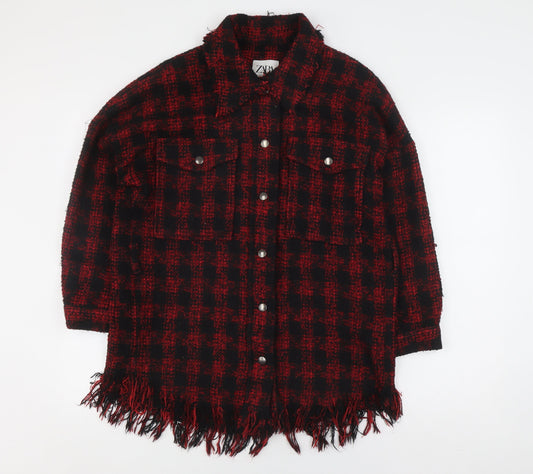 Zara Women's Red Black Check Jacket XS