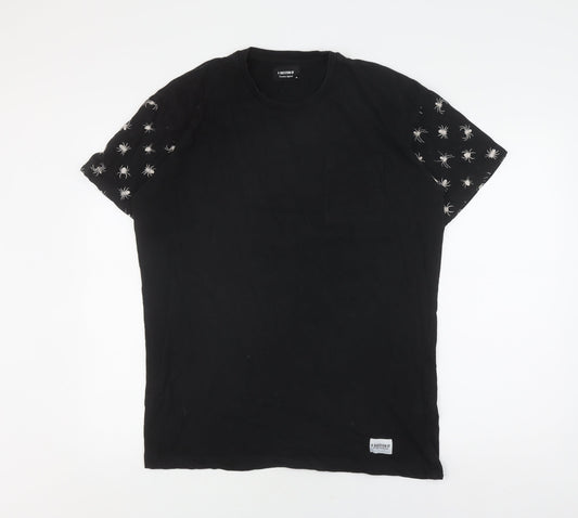 Additional front view of A Question Of unisex black graphic t-shirt, medium