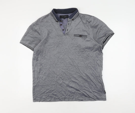 Additional front view of A.M. London Men's Grey XL Polo Shirt - Casual Cotton Blend