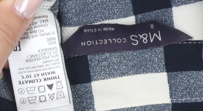 Womens UK Size 8 Marks and Spencer Blue Basic Button-Up