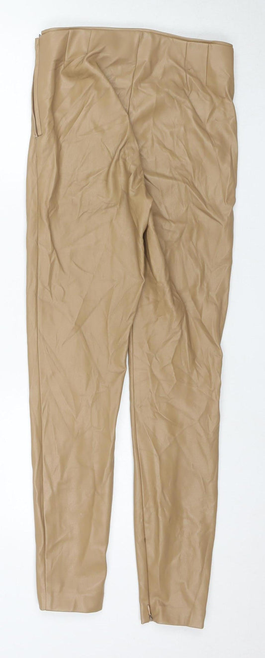 Womens UK Size 8 Zara Slim Fit Skinny Beige Trousers