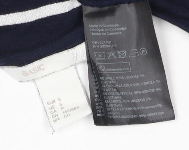 Womens UK Size 12 H&M Blue Basic T-Shirt