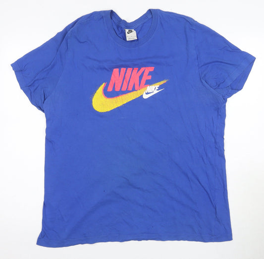 Nike Men's Blue XL Logo Cotton T-Shirt