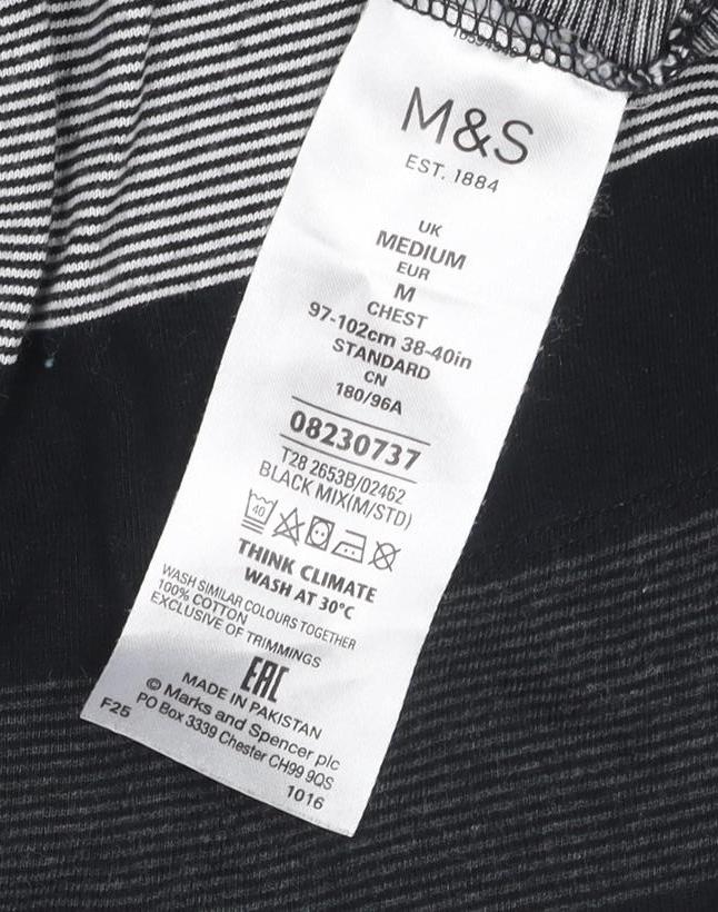 Marks and Spencer Men's Black M Polo, Striped