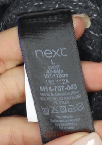 Next Men's Grey Waffle-Knit Full Zip Jumper, Size L