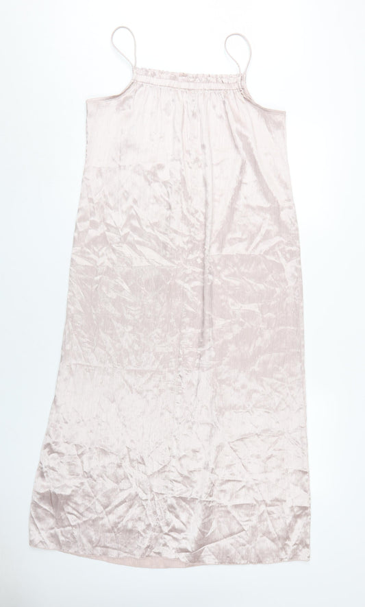 H&M Women's Pink Midi Slip Dress, Size 10