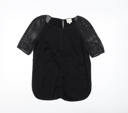 Reiss Women's Black Short Sleeve Blouse Size 8