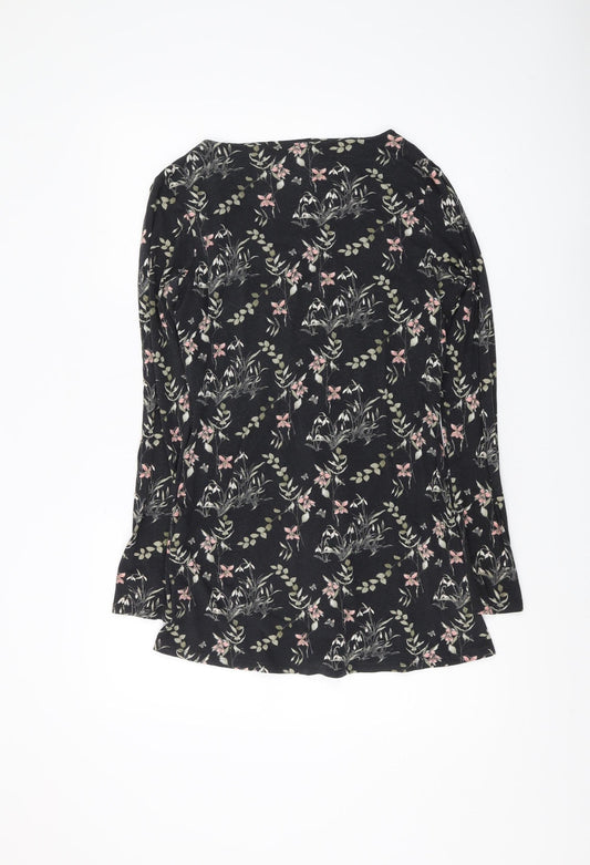 Laura Ashley Women's Black Floral Tunic Blouse Size 14